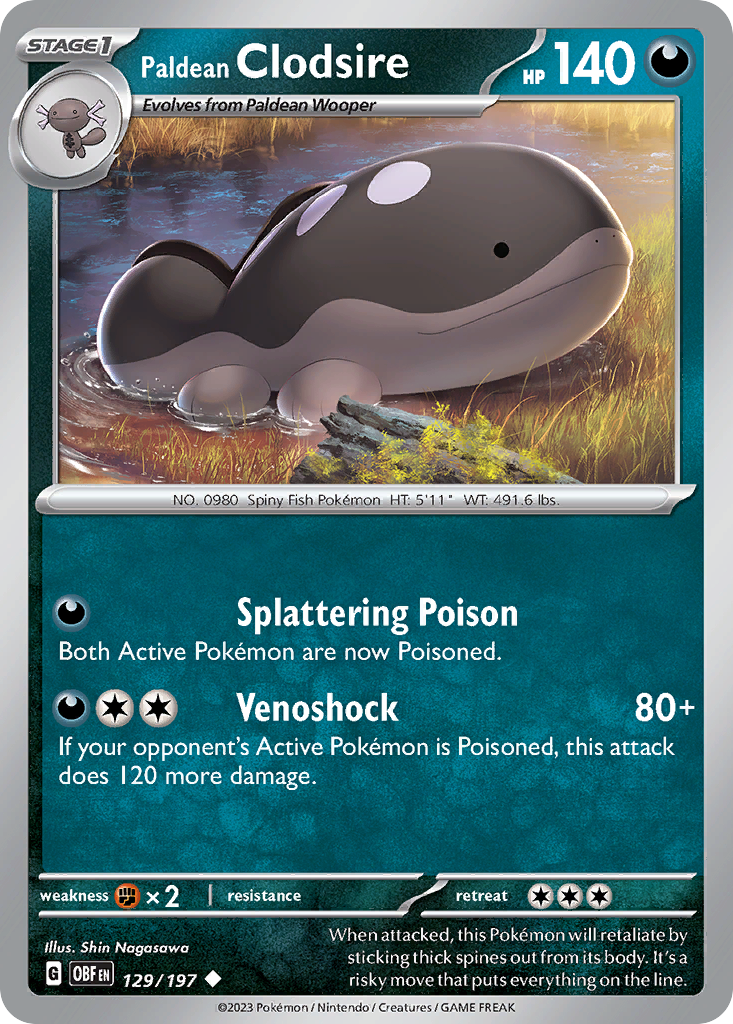 Paldean Clodsire (Reverse Holo) 129/197