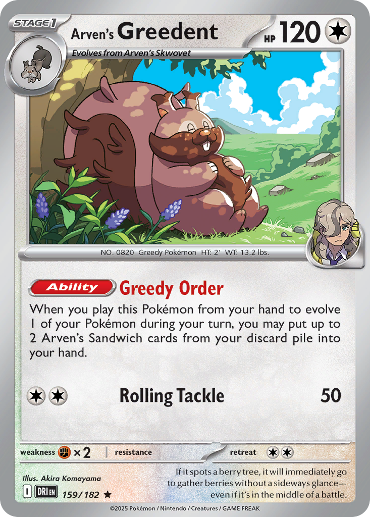 Arven's Greedent (Reverse Holo) 159/182