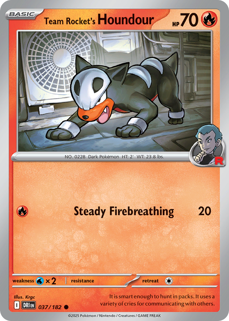 Team Rocket's Houndour (Reverse Holo) 037/182