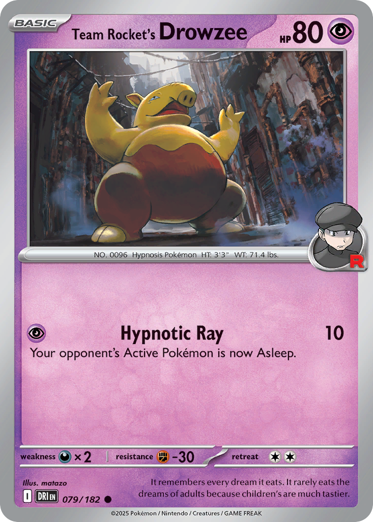 Team Rocket's Drowzee (Reverse Holo) 079/182