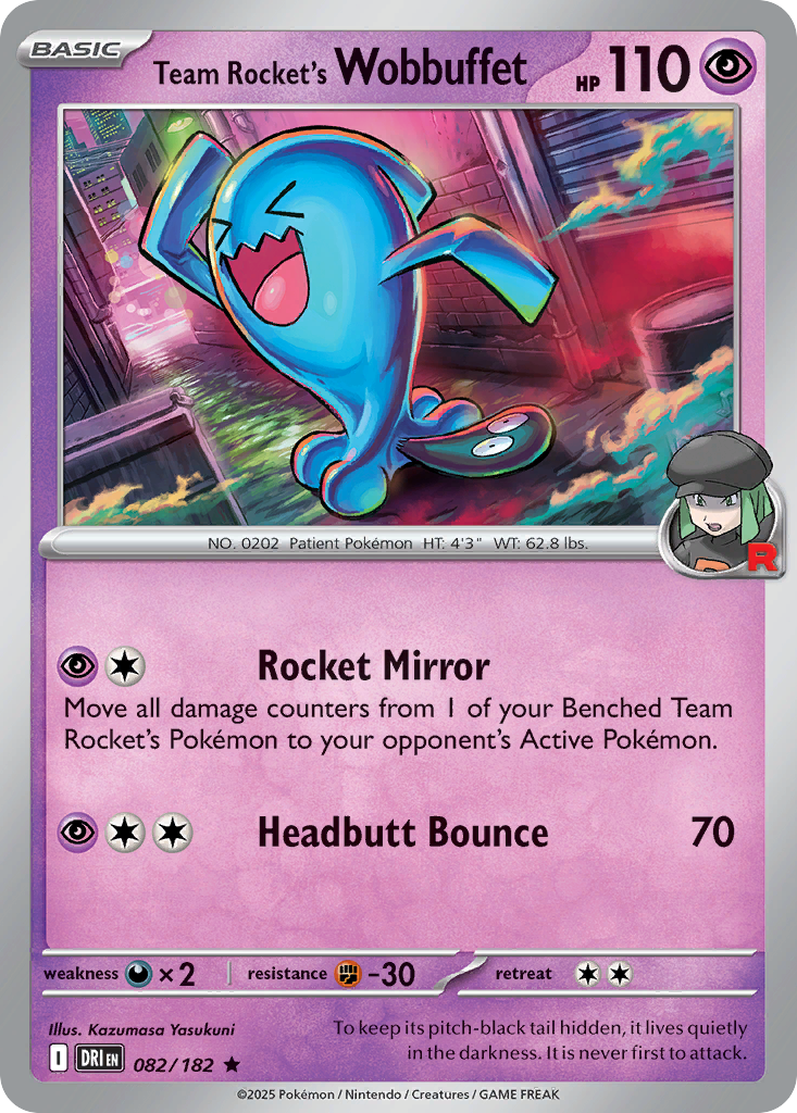 Team Rocket's Wobbuffet (Reverse Holo) 082/182