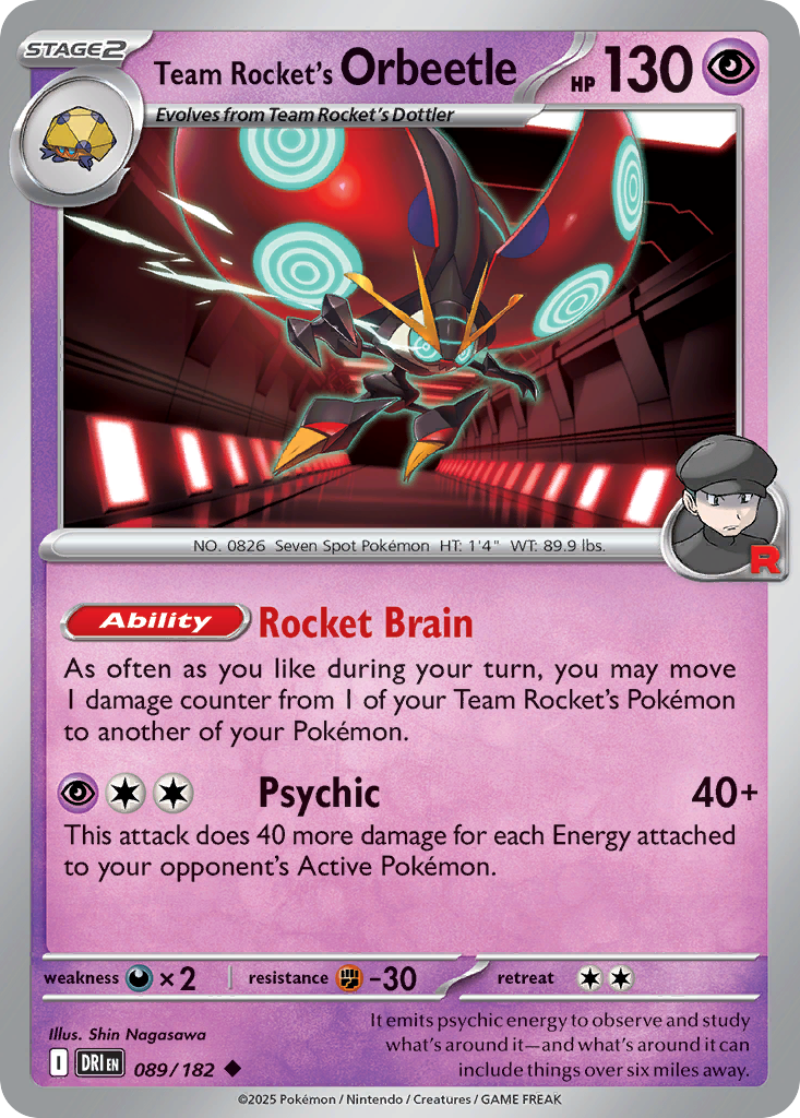 Team Rocket's Orbeetle (Reverse Holo) 089/182
