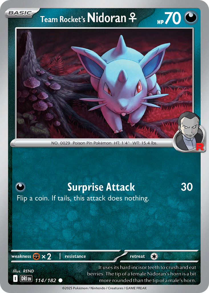 Team Rocket's Nidoran♀ (Reverse Holo) 114/182