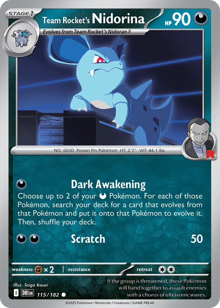 Team Rocket's Nidorina (Reverse Holo) 115/182
