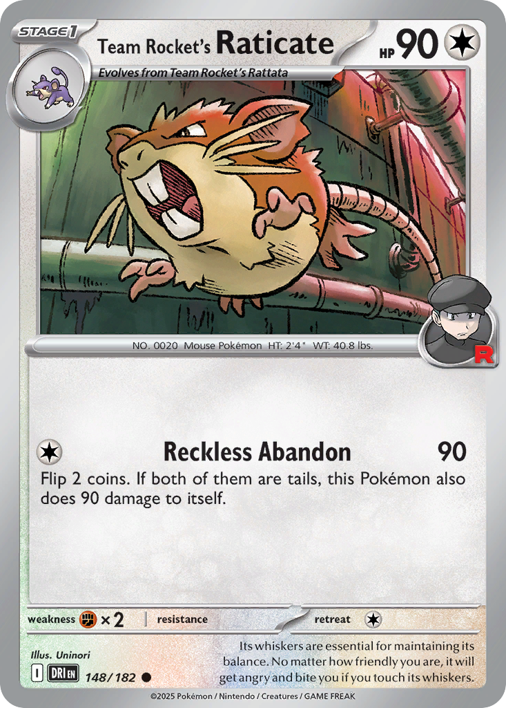 Team Rocket's Raticate (Reverse Holo) 148/182