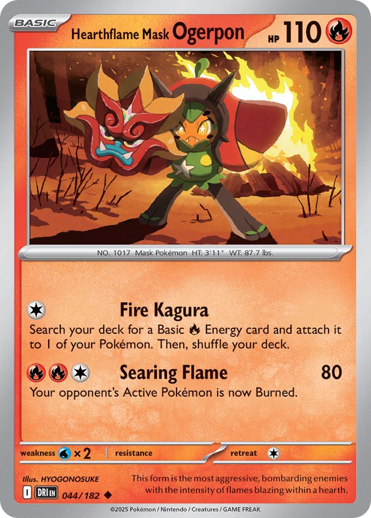 Hearthflame Mask Ogerpon (Reverse Holo) 044/182