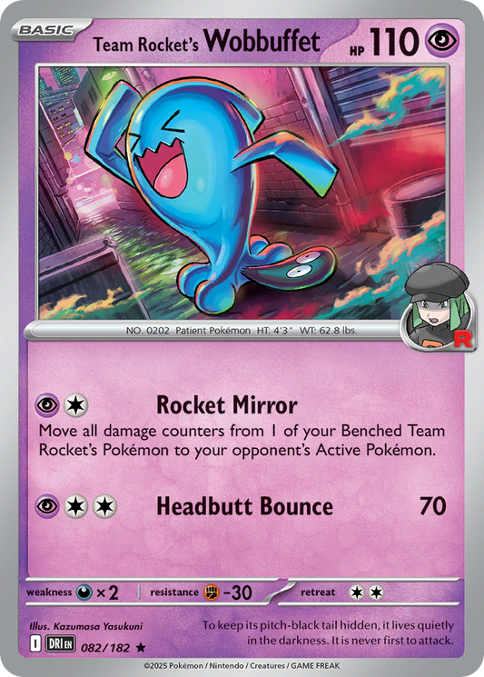 Team Rocket's Wobbuffet (Reverse Holo) 082/182