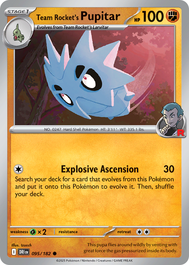 Team Rocket's Pupitar (Reverse Holo) 095/182