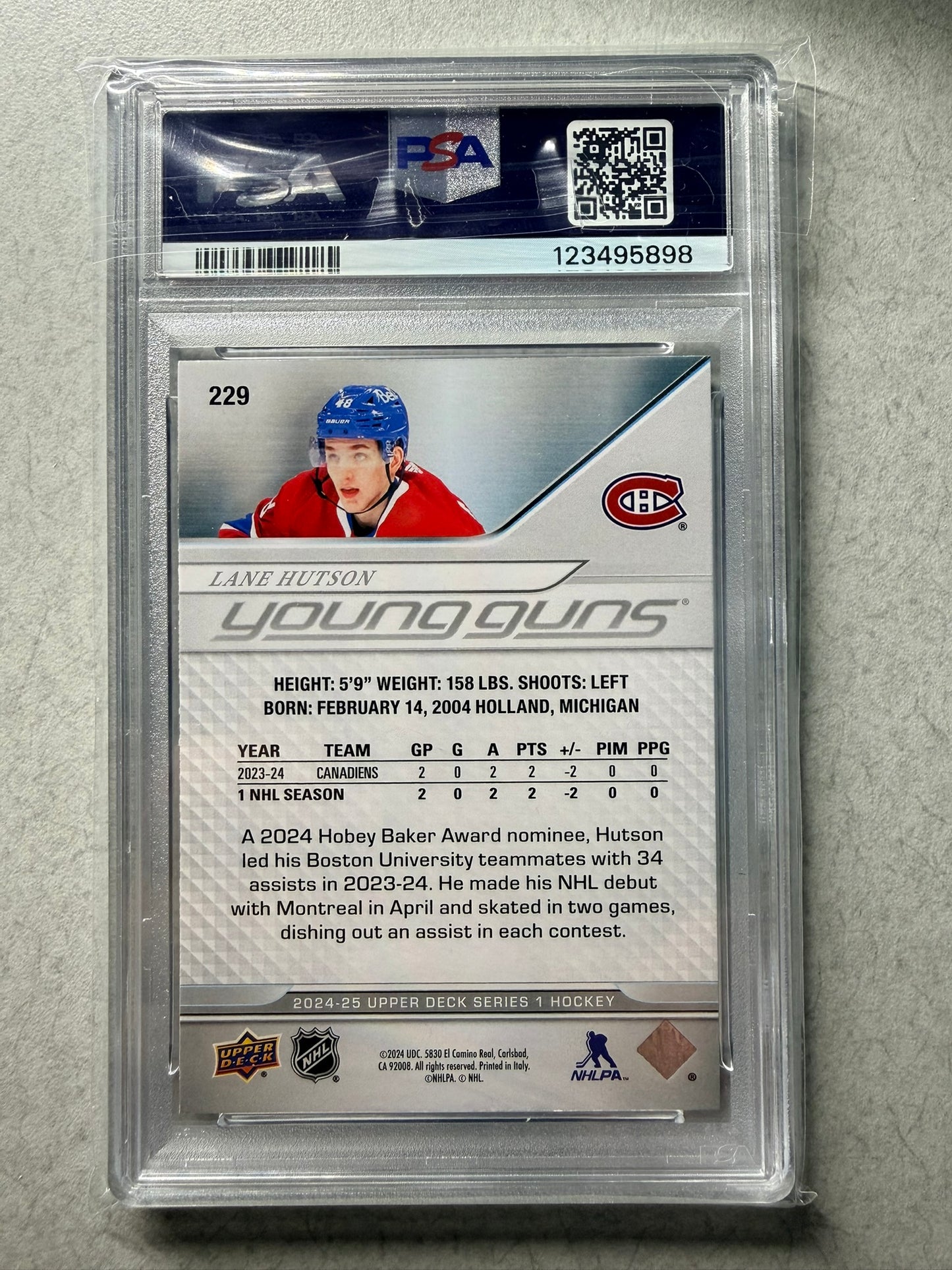 2024 UPPER DECK #229 LANE HUTSON YOUNG GUNS RC ROOKIE PSA 10
