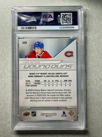 2024 UPPER DECK #229 LANE HUTSON YOUNG GUNS RC ROOKIE PSA 10