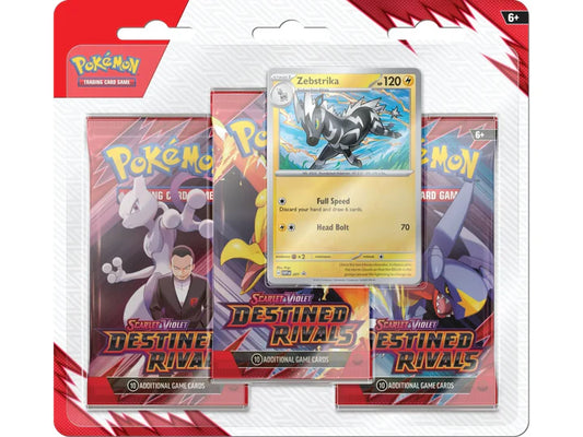 Pokémon TCG: Scarlet & Violet-Destined Rivals 3 Booster Packs & Zebstrika Promo Card