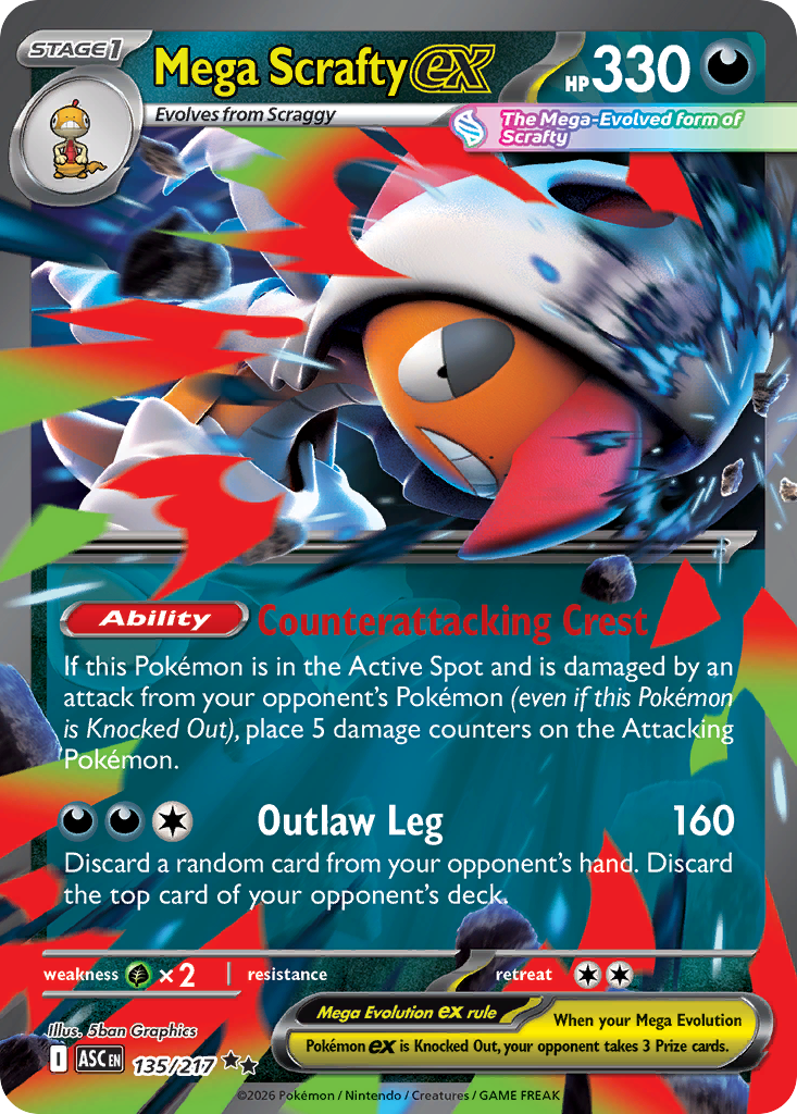 135 Mega Scrafty ex - Ascended Heroes | Pokémon TCG