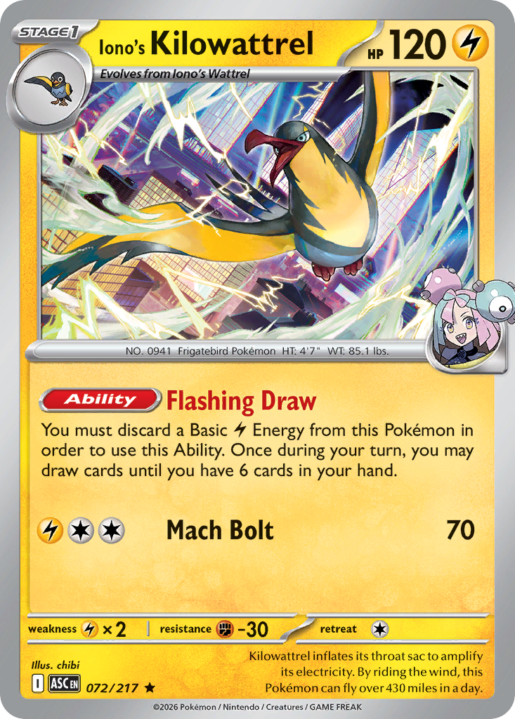 072 Iono's Kilowattrel - Ascended Heroes | Pokémon TCG