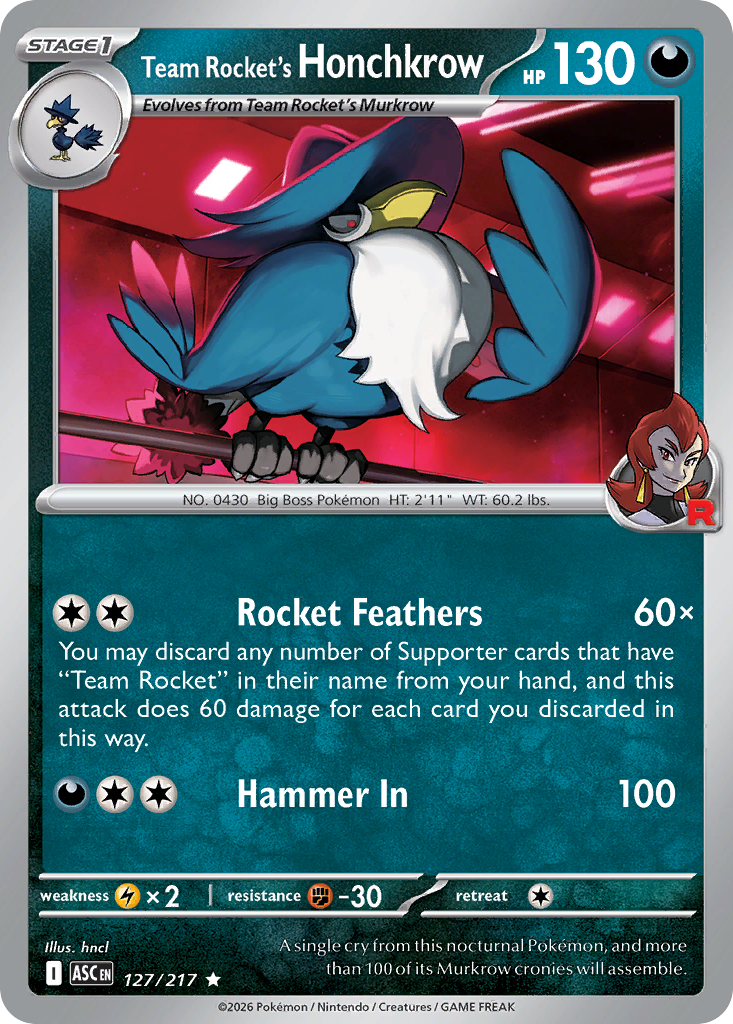 127 Team Rocket's Honchkrow - Ascended Heroes | Pokémon TCG