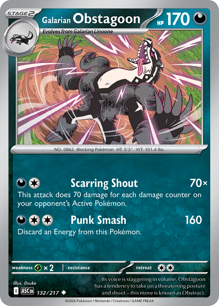132 Galarian Obstagoon - Ascended Heroes | Pokémon TCG