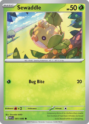 001/086 - White Flare - Sewaddle (Reverse Holo)